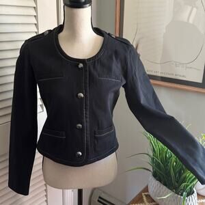 MARELLA SPORT Womens Jacket Large Black Bead Trim Career Evening Cocktail